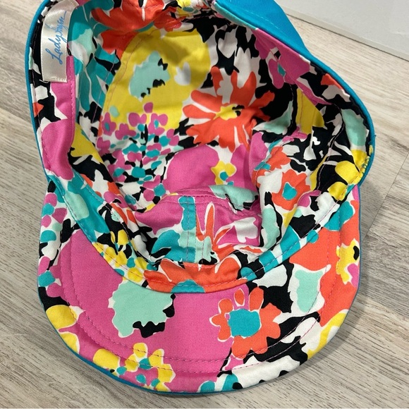 Lady Hagen Floral Turquoise Reversible Golf Hat Cap Elastic Back One Size - Picture 4 of 7